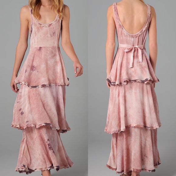 pink tiered maxi dress